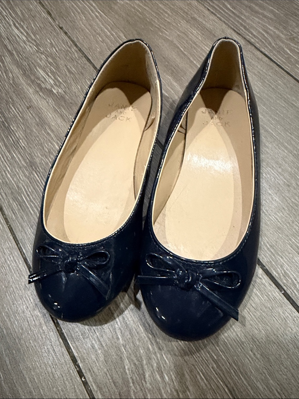 Jamie and Jack 
Patent Leather Navy blue  Ballet Flats with Bow toddler 12